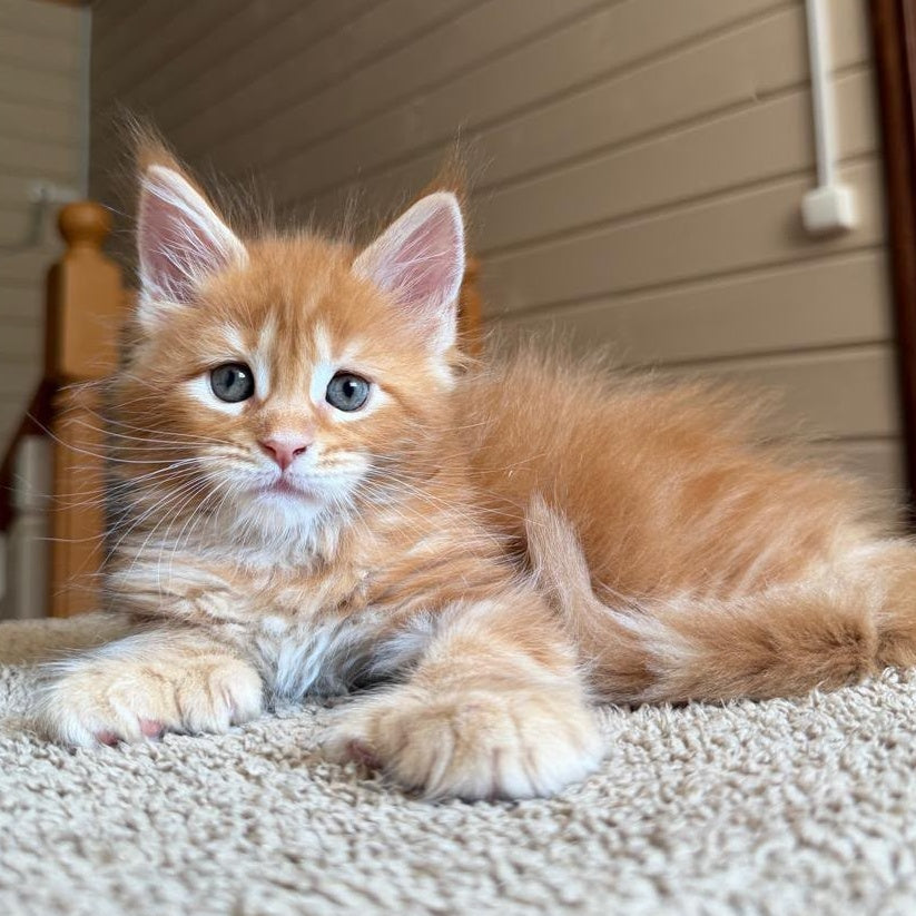 Bazilio Maine Coon polydactyl 6x6x6x6 male, red tabby with white