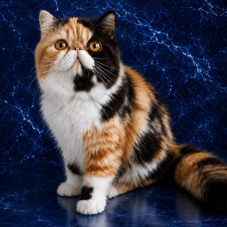 Olympia Persian female, black tortie bicolour