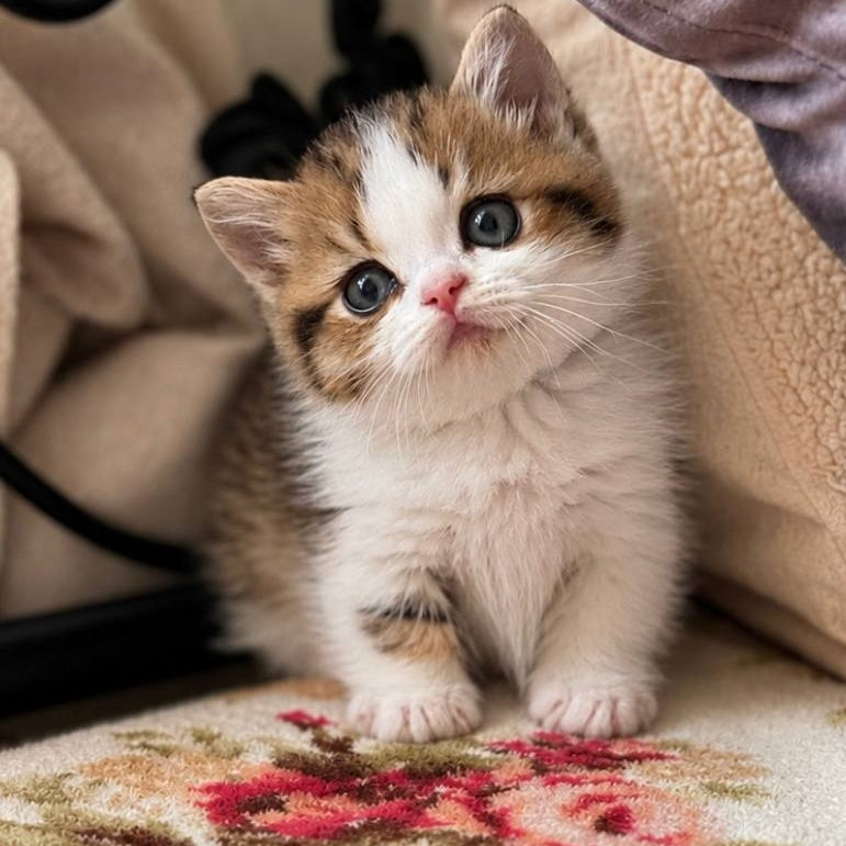 Simic Munchkin male, black golden spotted tabby bicolour