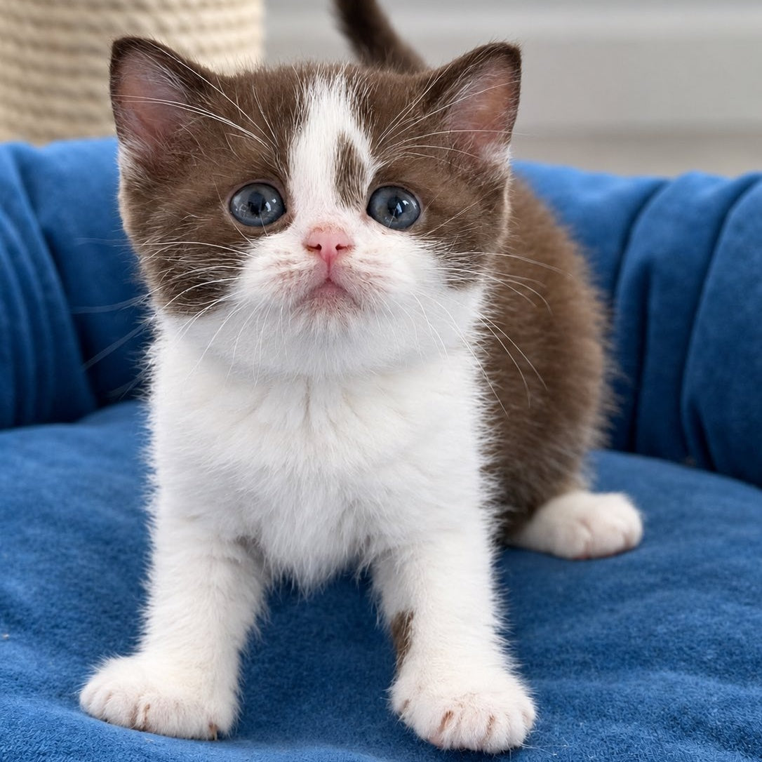 Semi British Shorthair male, chocolate bicolour