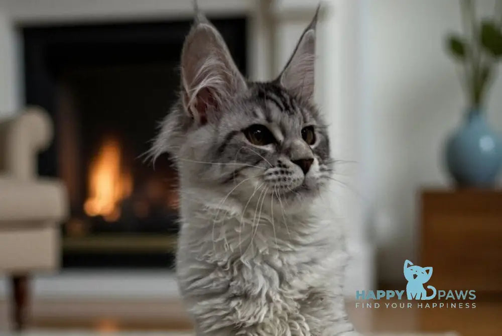 Selena Maine Coon polydactyl female black silver ticked tabby live animals