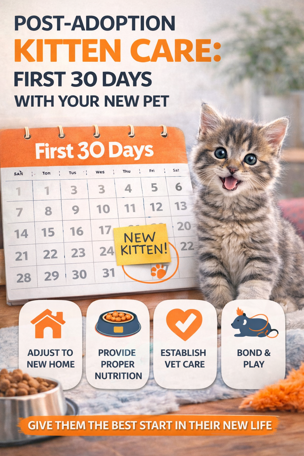 Post-Adoption Kitten Care: First 30 Days With Your New Pet