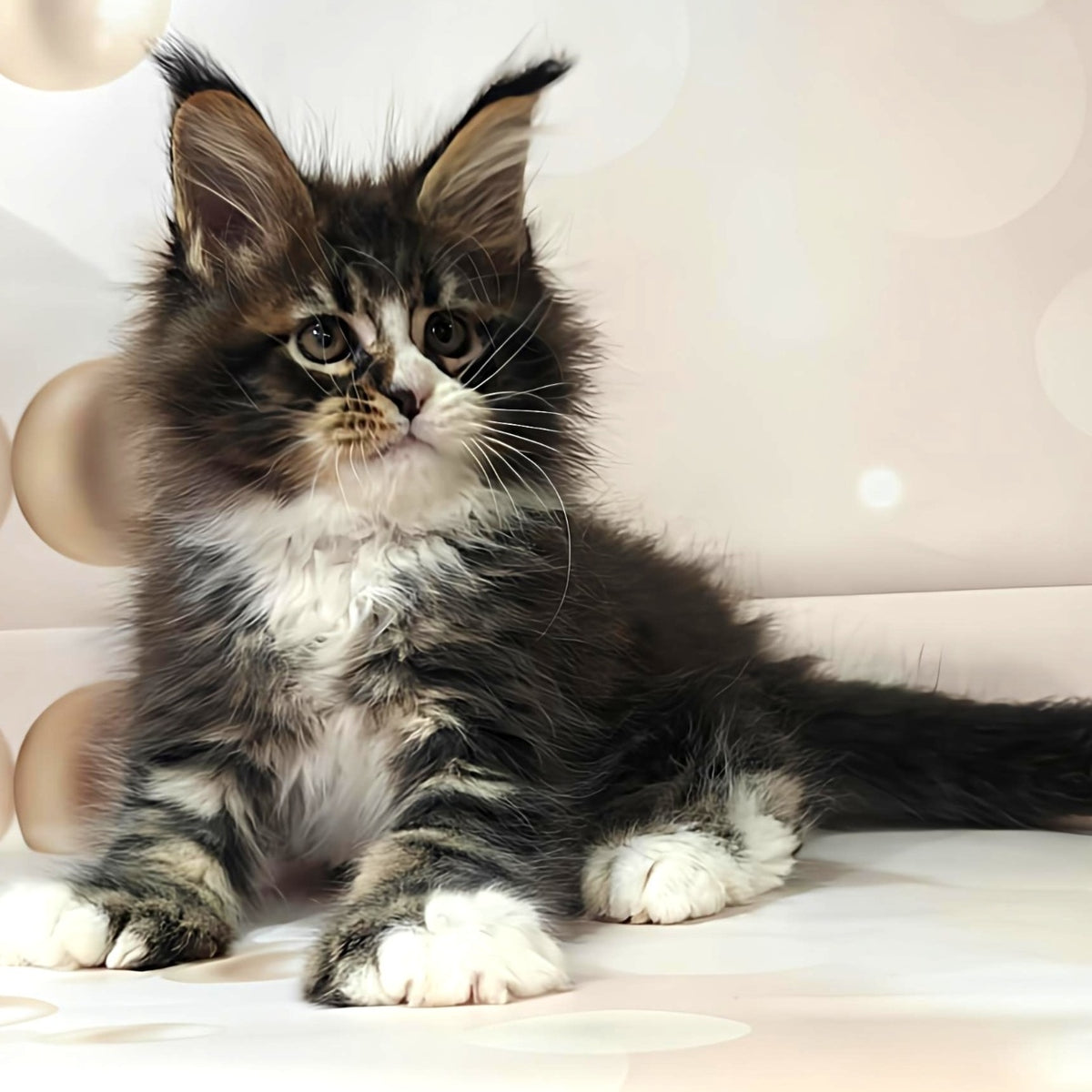 Cosmos Maine Coon polydactyl 6x6x6x6 male, black tabby with white