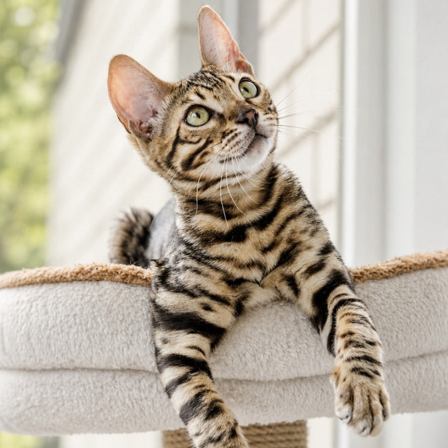 Azario Bengal male, black spotted tabby