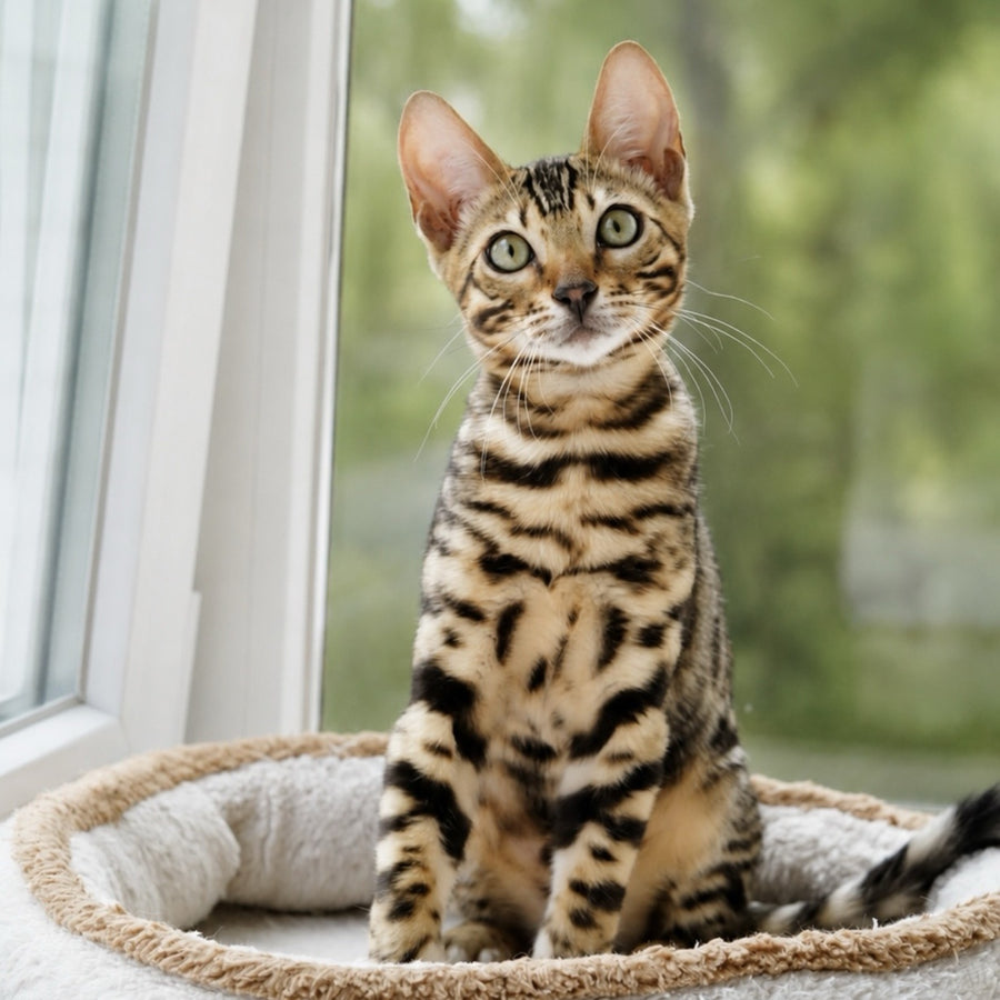 Azario Bengal male, black spotted tabby