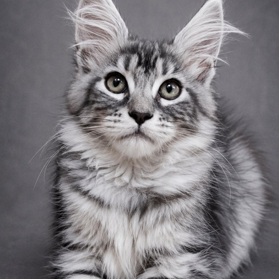 Lola Maine Coon female, black silver tabby