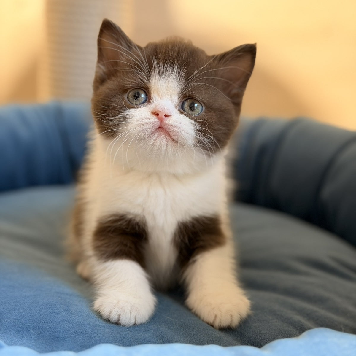Amy British Shorthair female, chocolate bicolour