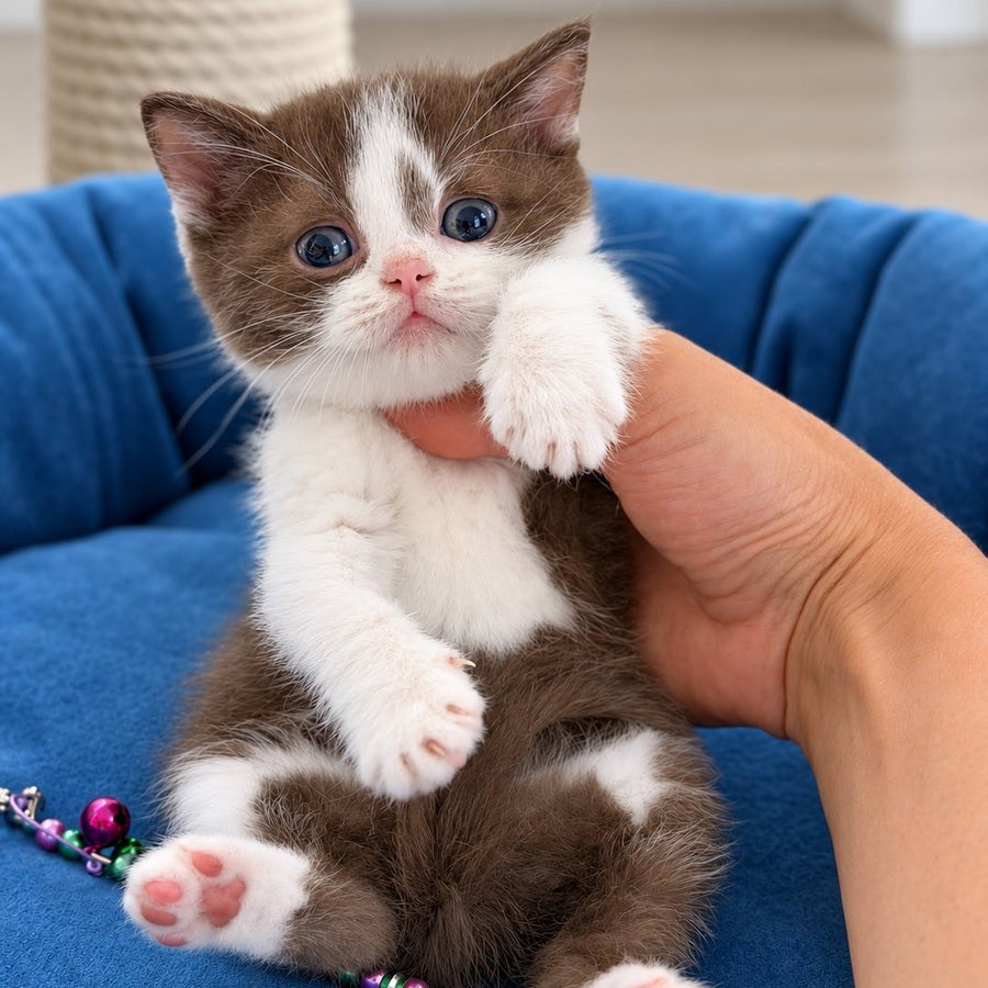 Semi British Shorthair male, chocolate bicolour