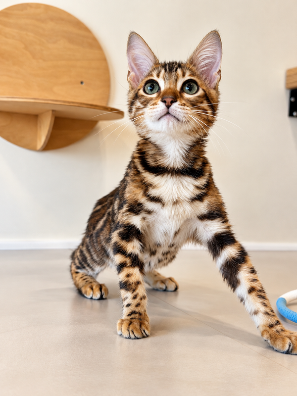 Touluz Bengal male, black spotted tabby
