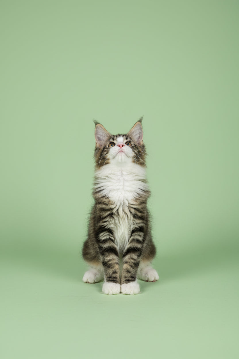 Paris Maine Coon polydactyl female black tortie bicolour live animals