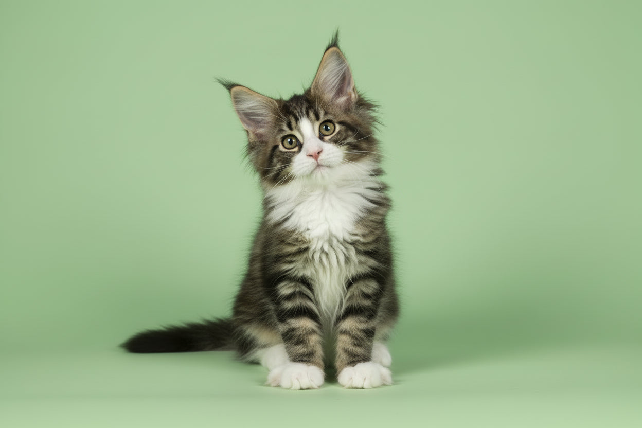 Paris Maine Coon polydactyl female black tortie bicolour live animals