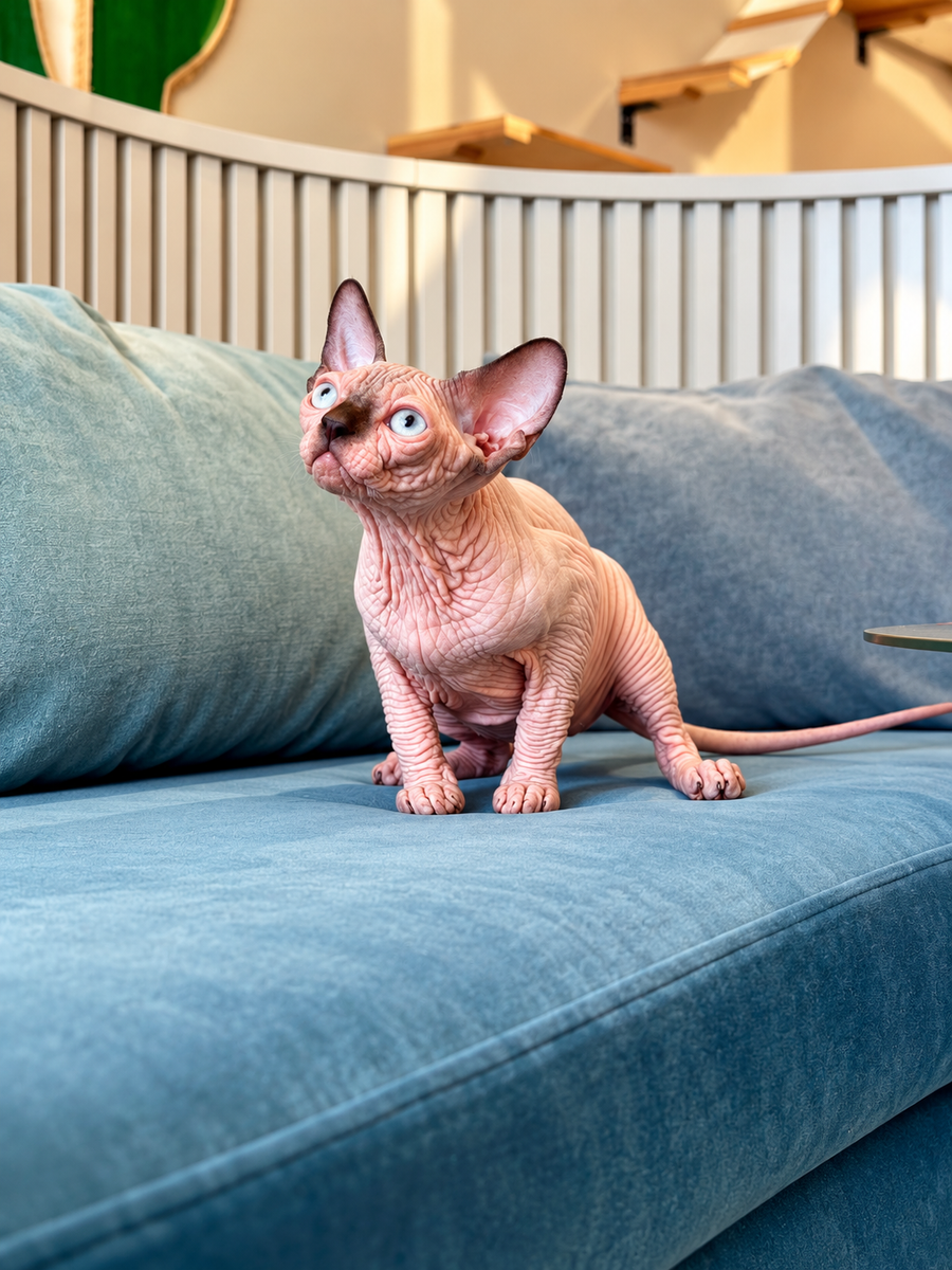 Zeno Canadian Sphynx male, seal pointed