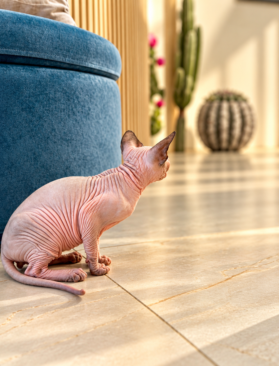 Zeno Canadian Sphynx male, seal pointed